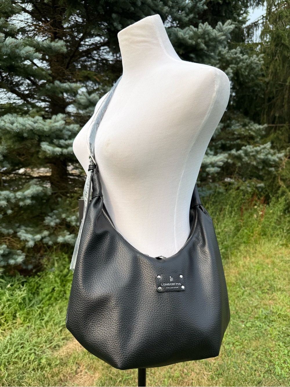 London Fog 100th Anniversary Black “Jones Slouchy Crescent Hobo” Bag